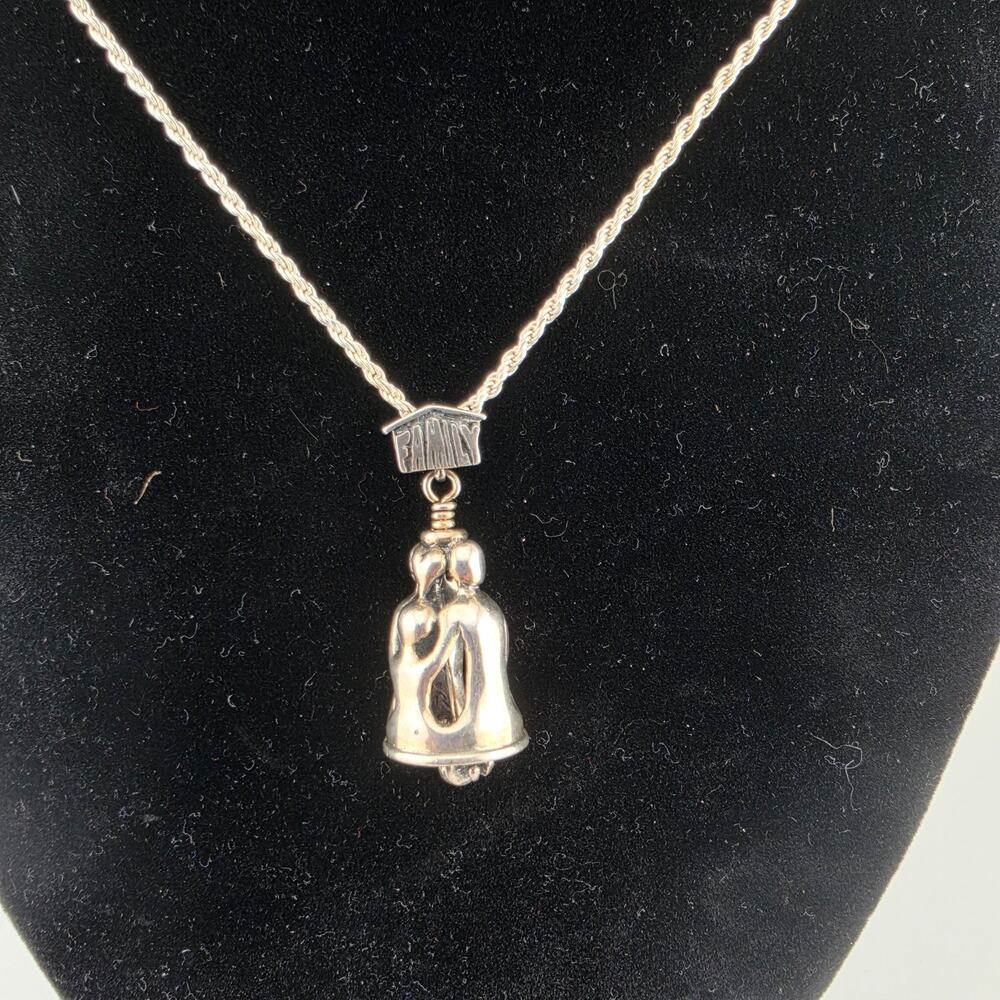The Bell Collection Family Sterling Silver Bell Pendant Necklace 925 NWOB